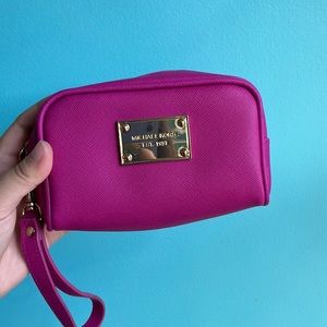 Michael Kors Fuchsia Pink Mini Wristlet Clutch Pouch Bag